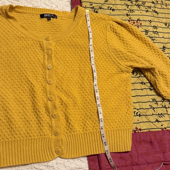 Women's Mustard yellow crop cardigan 3X - Picture 6 of 9